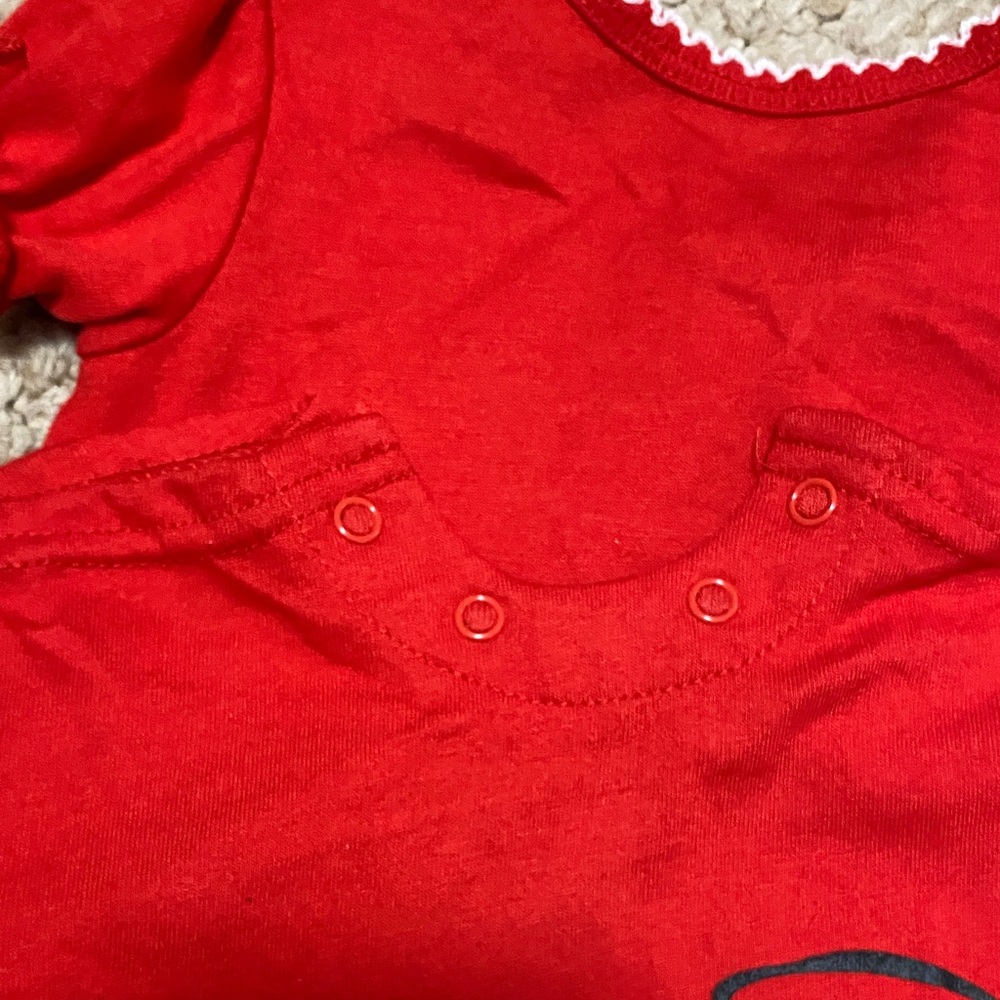 Disney baby NWT Minnie Mouse one piece red shorts outfit girl size 3mo - 6mo - Picture 11 of 14